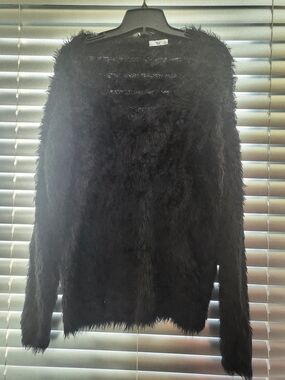 Aritzia Black Fuzzy-Silky-Soft Long-Sleeve TNA Sweater